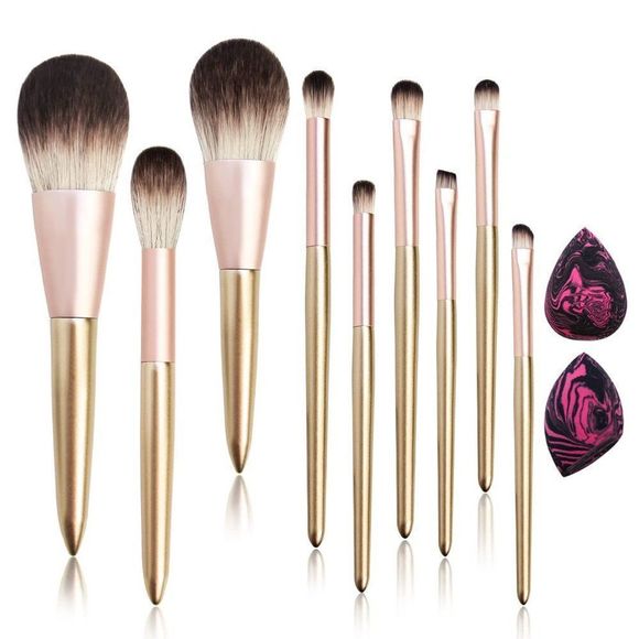 Makeup Brushes Professional Makeup Brushes Sets 9 Pcs Golden Make-up Brush Sets - Picture 1 of 8